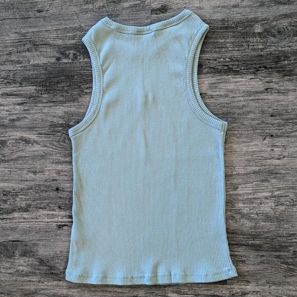 Ardene - Tank Top Racer Back Crew Neck Green Ribbed Cropped Bodycon Athlesiure - Picture 4 of 8